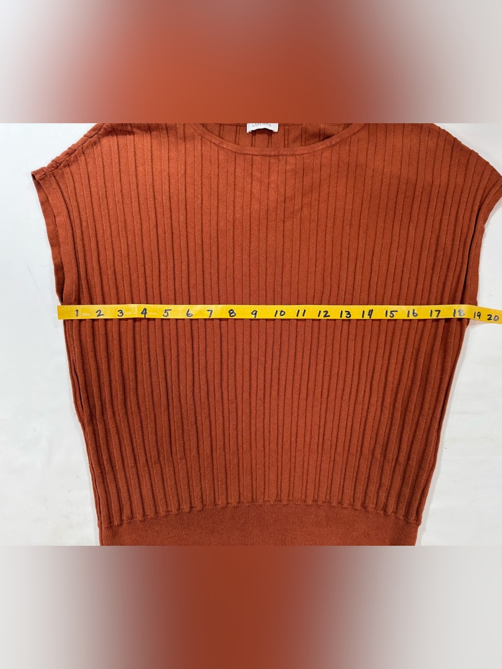 LASCANA Rust Ribbed Short Sleeve Sweater size 6 - Picture 12 of 13